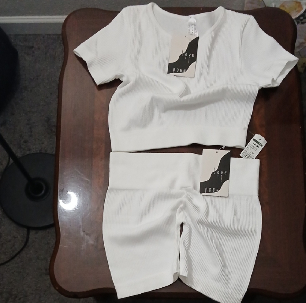 White Ribbed Two-Piece Set